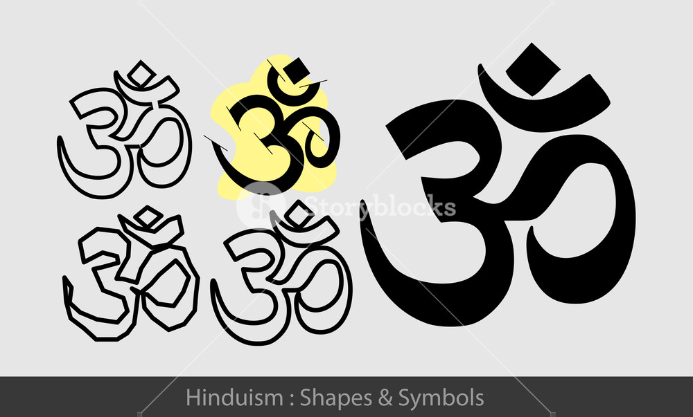 1000x603 Hinduism Religious Symbols Vector Illustration Royalty Free Stock