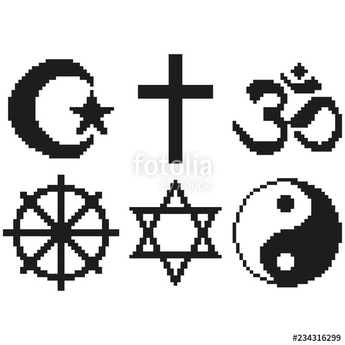 500x500 Pixel Religious Symbols Set Detailed Illustration Isolated Vector