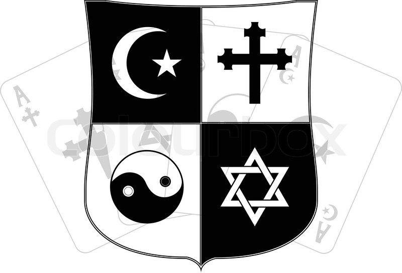 800x544 Stencil Of Shield And Religious Stock Vector Colourbox