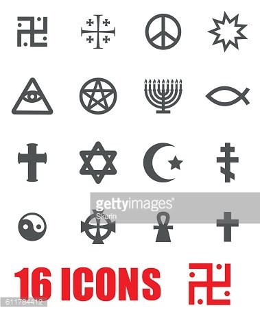 379x455 Vector Grey Religious Symbols Icon Set On White Background Premium