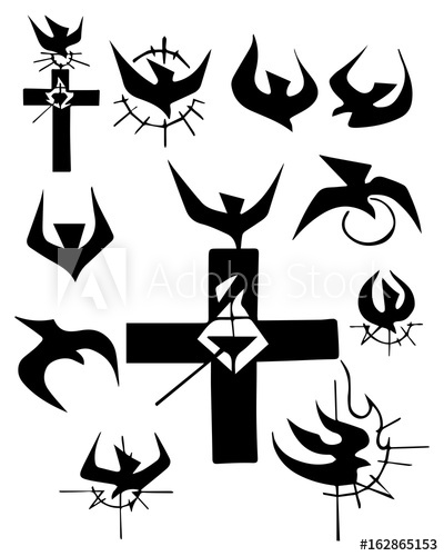 400x500 Christian Cross And Other Religious Symbols Illustration