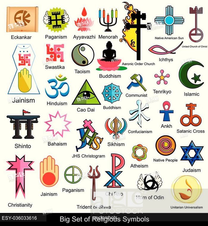 699x762 Collection Of Religious Symbols Vector Illustration Designs, Stock