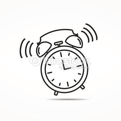 416x416 Alarm Clock Line Icon, Vector Illustration Icons Doodles