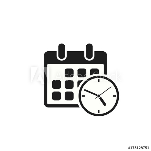 500x500 Calendar Clock Reminder Icon Vector Isolated Flat Style Symbol