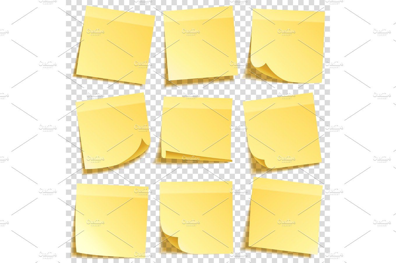 1360x906 Sticky Note With Shadow Isolated On Transparent Background Set
