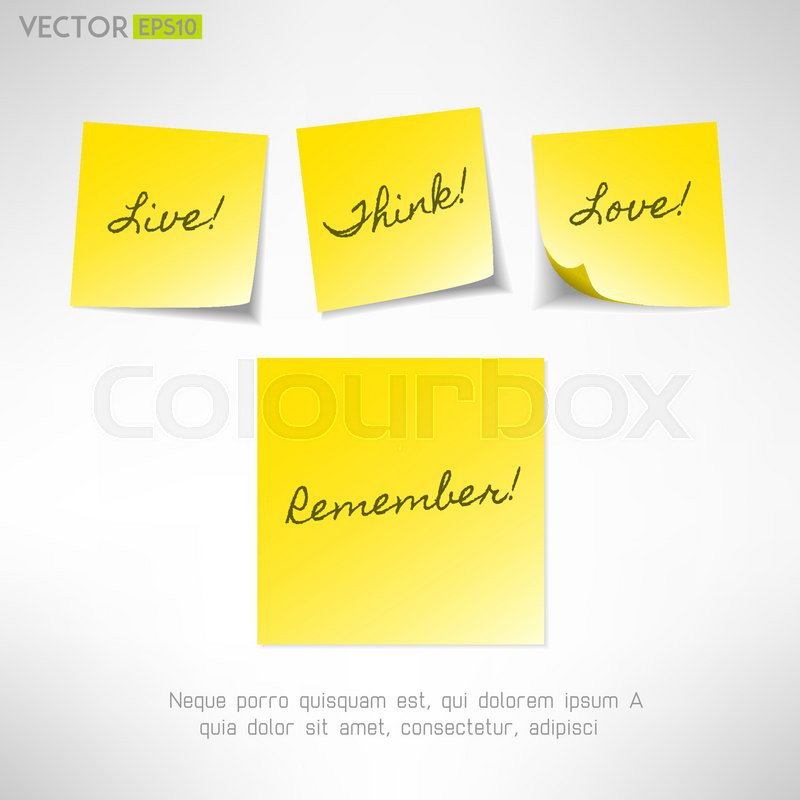 800x800 Yellow Note Sticker With Message Paper Reminder Vector