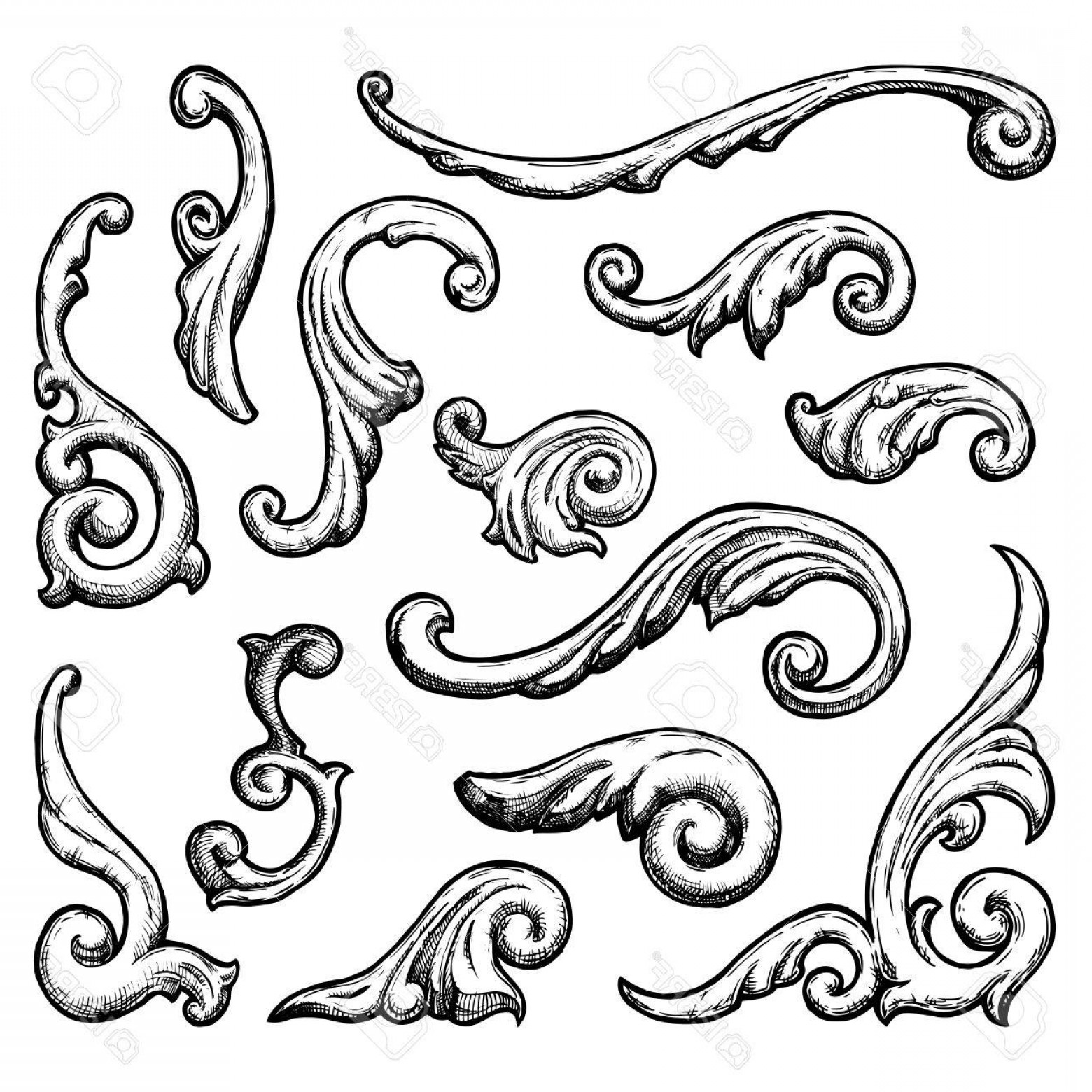 1560x1560 Photostock Vector Baroque And Renaissance Set Of Vintage Ornament