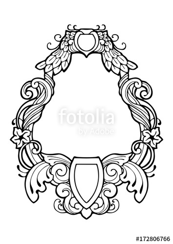 354x500 Renaissance Vintage Luxury Frame Drawing Design With Ink Pen