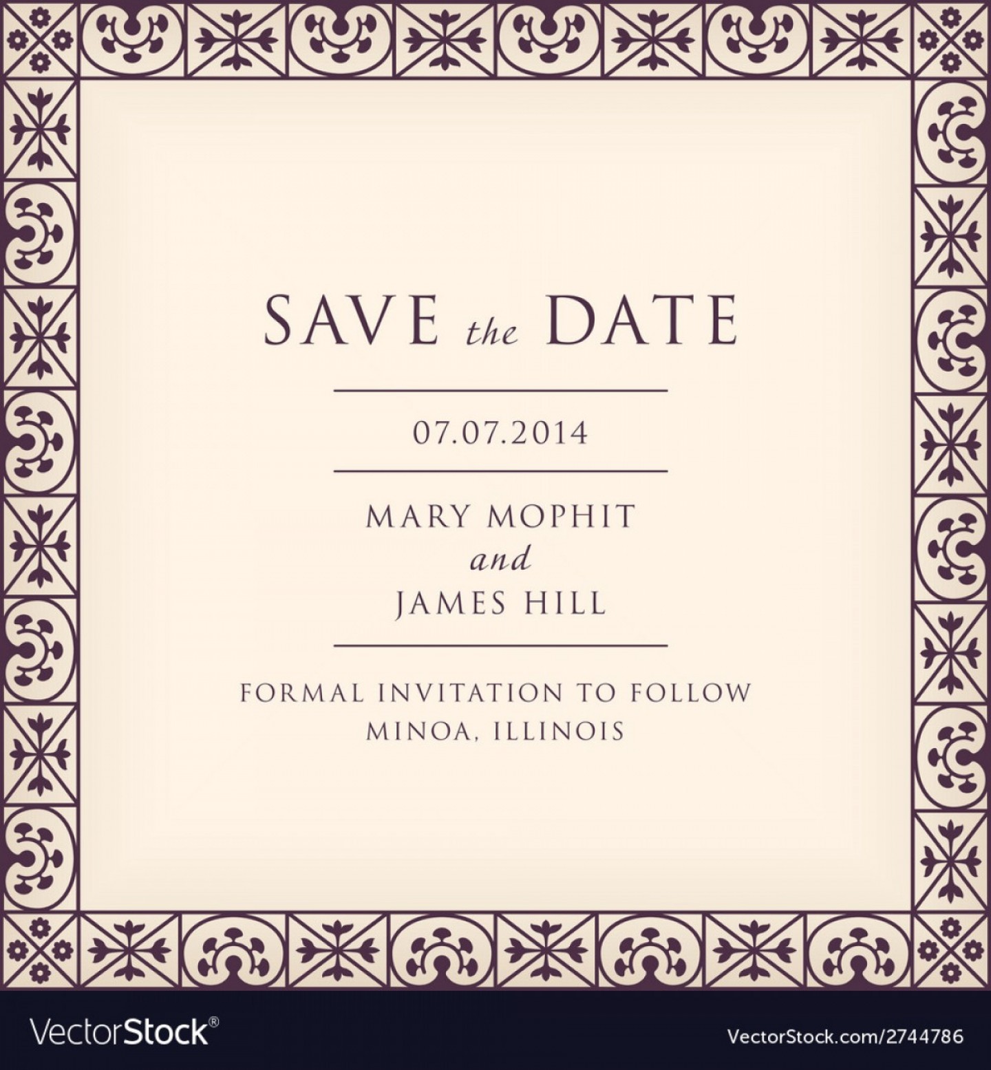 1440x1555 Save The Date With Border Frame Renaissance Vector Newwaysys