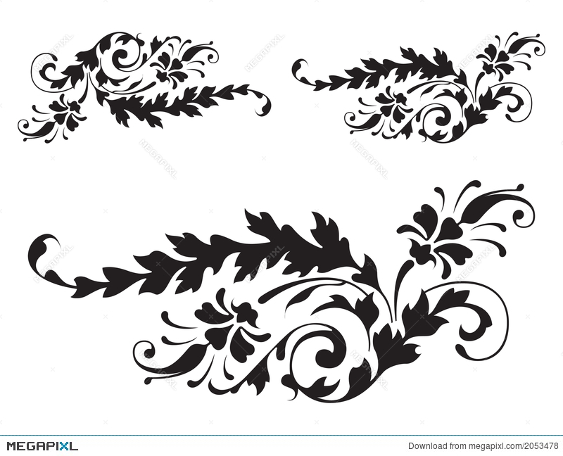 800x648 Floral Renaissance Detail Vector Illustration