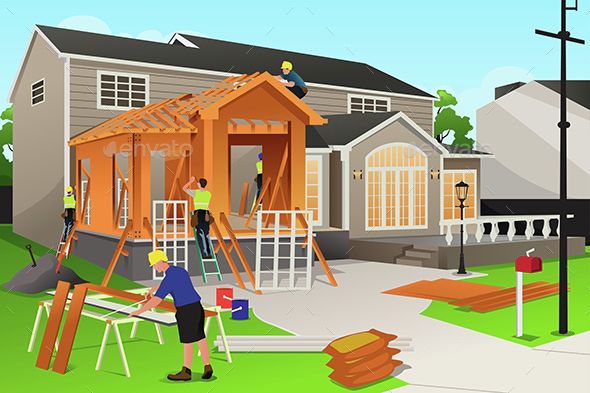 A Vector Illustration Of Workers Working On Home Renovation 590x393 A Vector Illustration Of Workers Working On Home Renovation