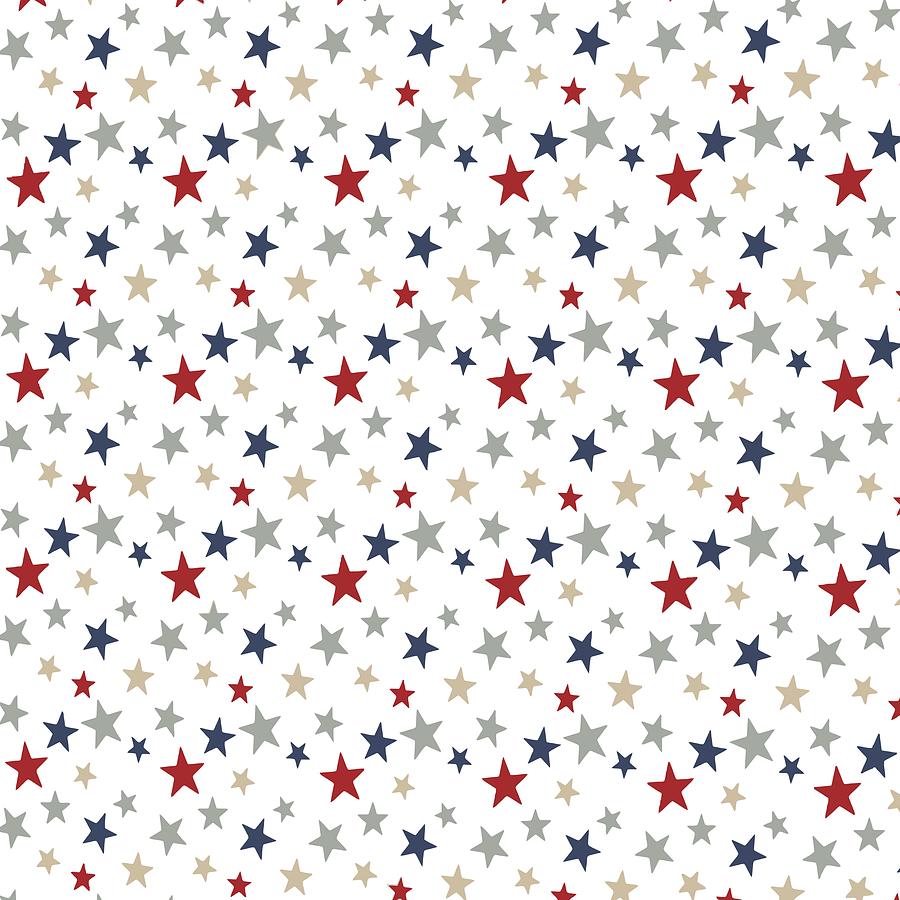 900x900 Patriotic Stars Red White Blue Repeating Pattern Vector Digital Art