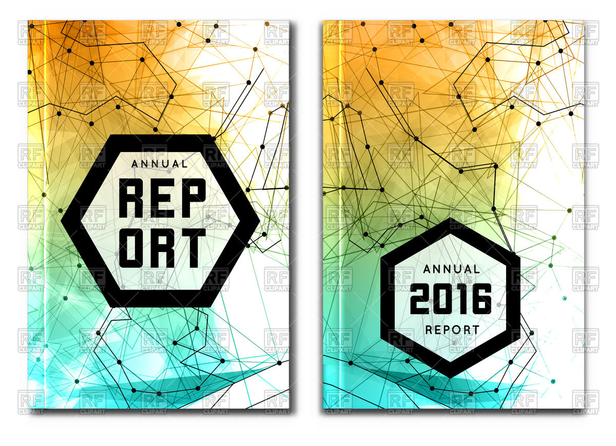 1200x869 Annual Report Template With Geometric Background Vector Image
