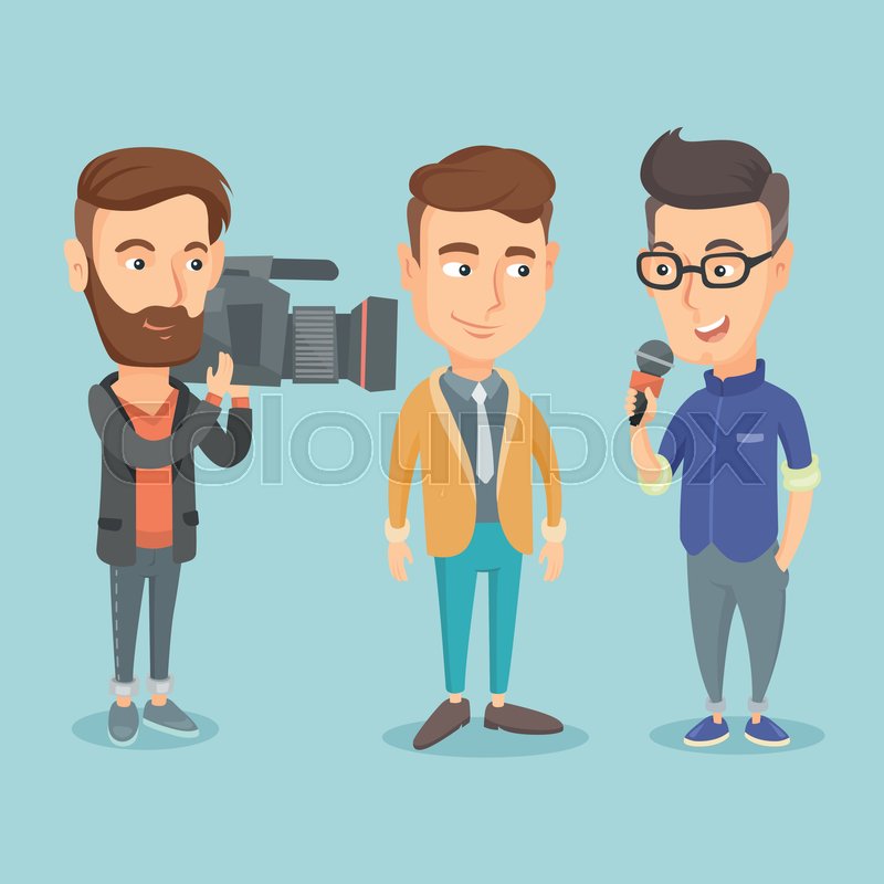800x800 Professional Caucasian Reporter With Stock Vector Colourbox