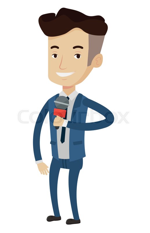 517x800 Cheerful Caucasain Reporter With Stock Vector Colourbox