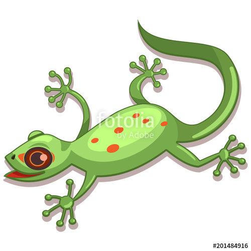 500x500 Gecko Reptile Cartoon Vector Illustration Isolated On White
