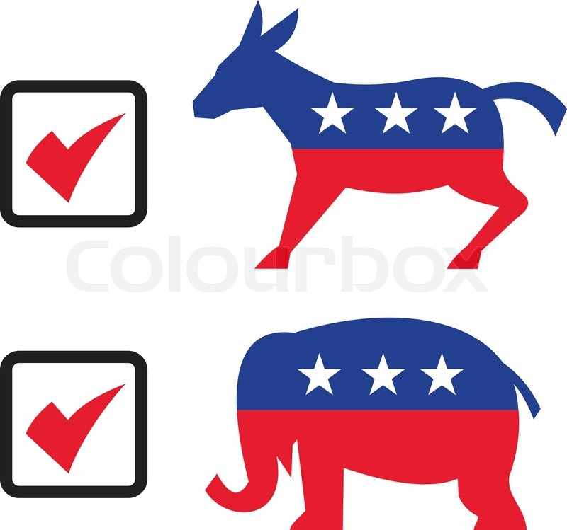 800x749 Republican Elephant Democrat Donkey Stock Vector Colourbox