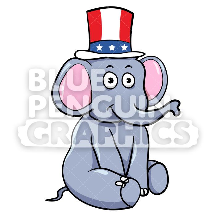 700x700 Republican Elephant Vector Cartoon Clipart Illustration Blue