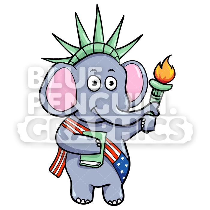 700x700 Usa Republican Elephant Vector Cartoon Clipart Illustration Blue