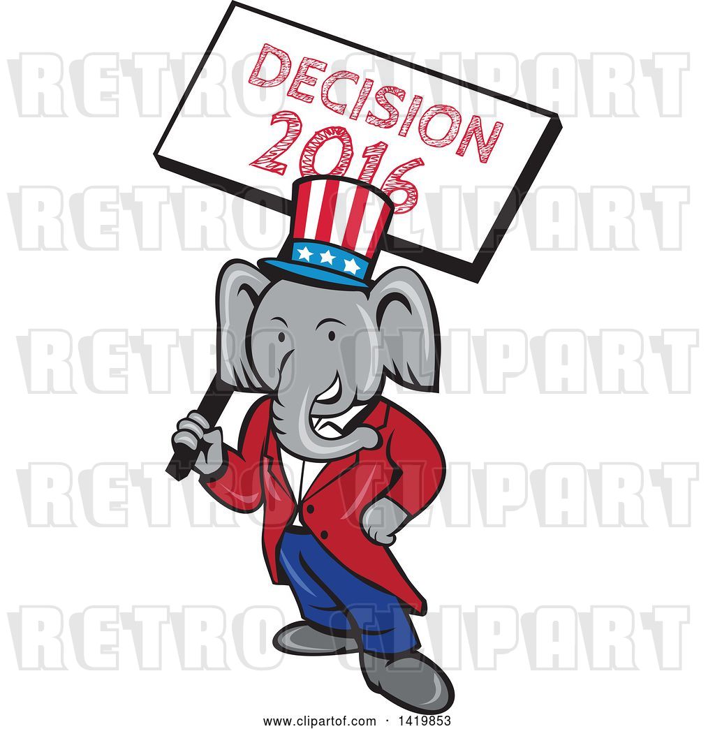 1024x1044 Vector Clip Art Of Retro Cartoon Political Republican Elephant