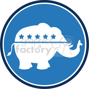 300x300 Republican Elephant Blue Circle Label Vector Illustration Flat