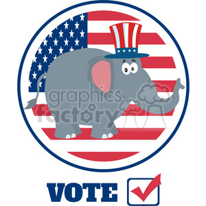 300x300 Republican Elephant Cartoon Character With Uncle Sam Hat Over Usa