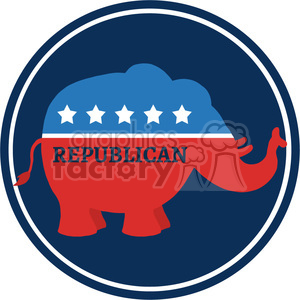 Republican Elephant Cartoon Blue Circale Label Vector Illustration 300x300 Republican Elephant Cartoon Blue Circale Label Vector Illustration