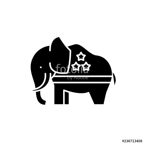 500x500 Republican Elephant Black Icon, Concept Vector Sign On Isolated
