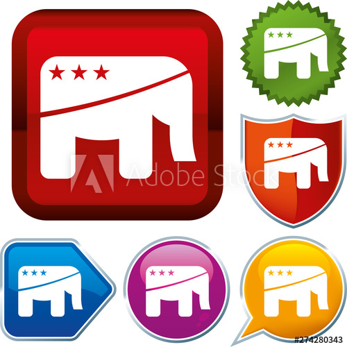 500x500 Set Shiny Icon Series On Buttons Republican Party