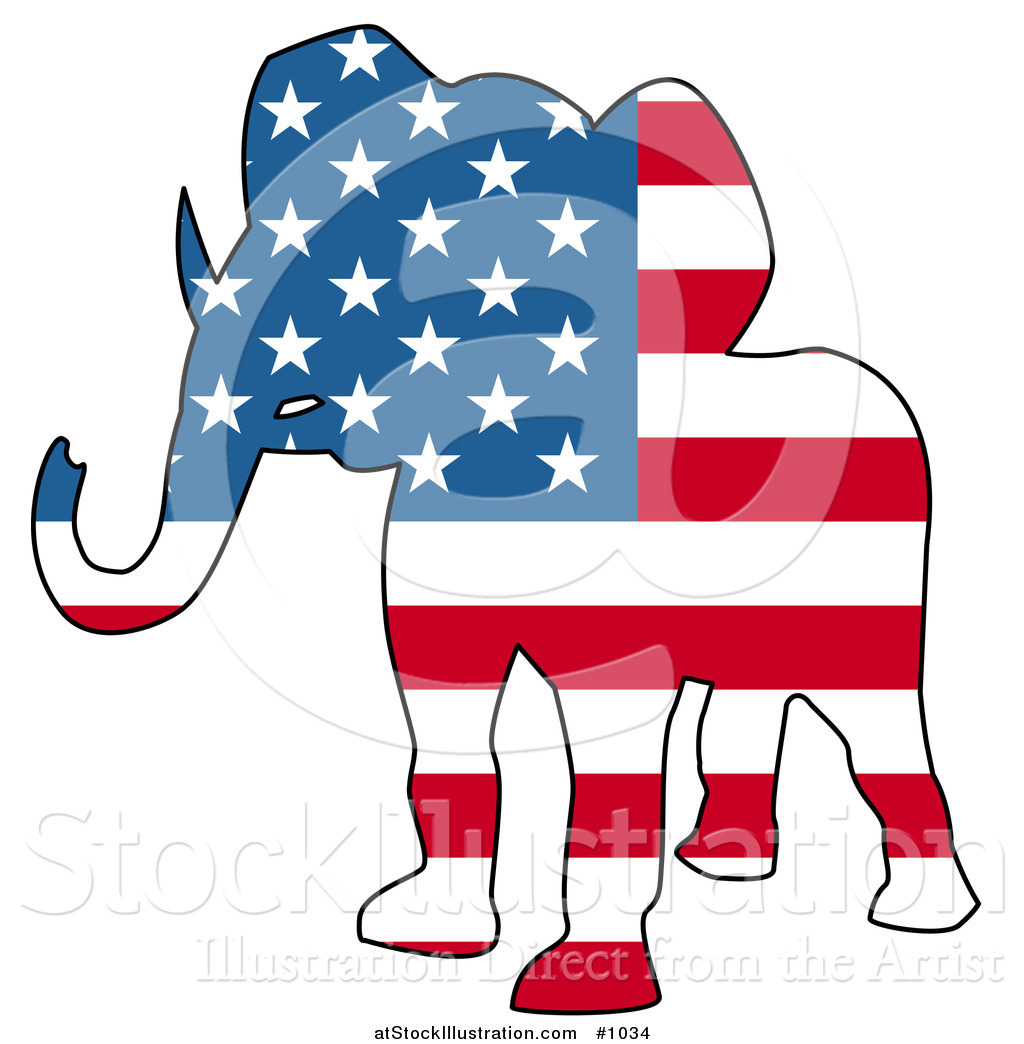 1024x1044 Vector Illustration Of A Republican Elephant American Flag