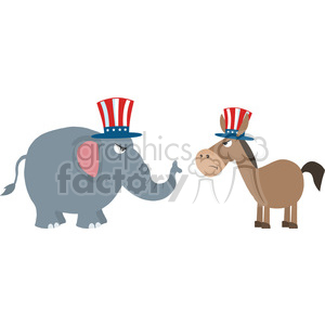 300x300 Angry Political Elephant Republican Vs Donkey Democrat Vector