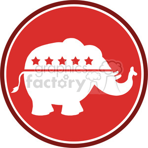 300x300 Republican Elephant Red Circle Label Vector Illustration Flat