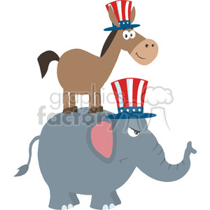 300x300 Smiling Donkey Democrat Over Angry Elephant Republican Vector