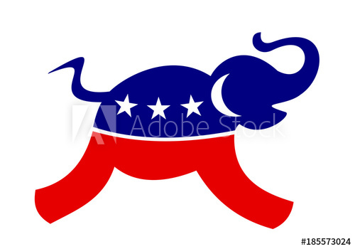 500x350 Fast Elephant Is Running Animal Has Colors Of American Republican