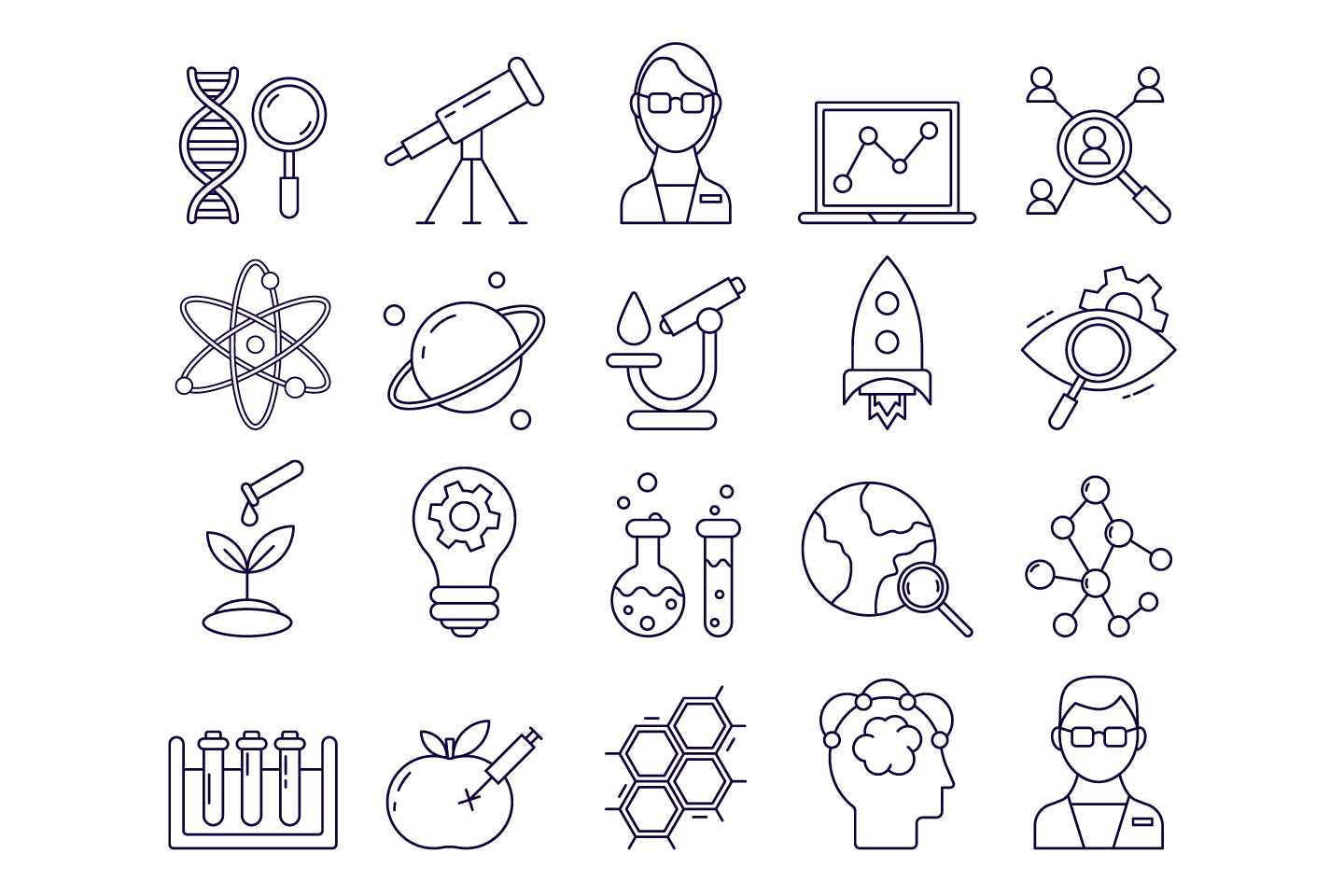 1440x960 Research Vector Free Icon Set
