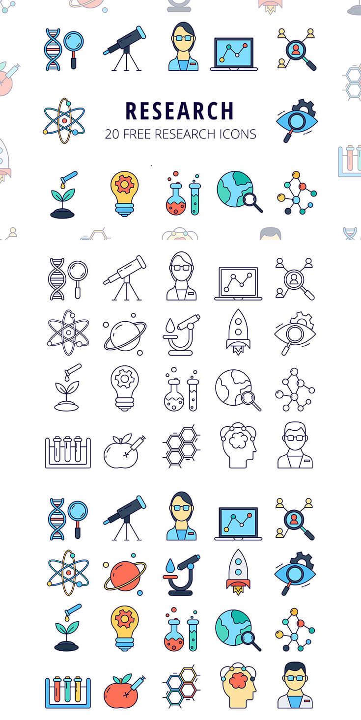 735x1466 Free Research Vector Icon Set Science Icons, Vector Icons