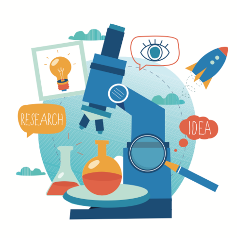 488x490 Microscope Research Vector Drawing