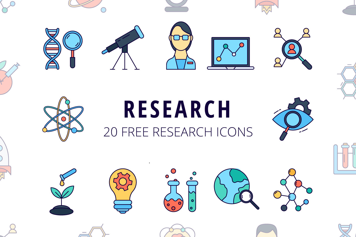1440x960 Research Vector Free Icon Set