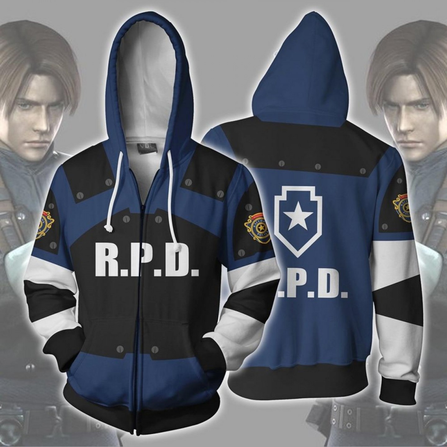 1440x1440 Cosplay Costume Resident Evil Hoodies Halloween Cosplay Leon Scott