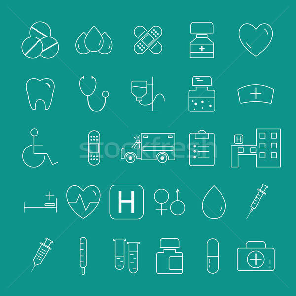 600x600 Outlined Medical Icons Set Collection Trendy Thin Line Design