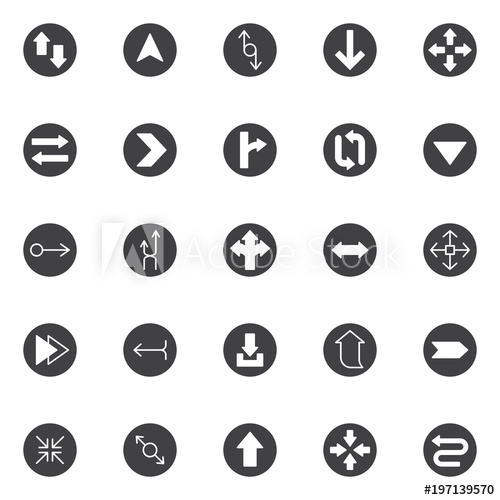 500x500 Arrows Vector Icons Set, Modern Solid Symbol Collection, Filled