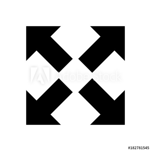 500x500 Cross Arrow Icon, Vector Resize Icon, Isolated Extend Sign