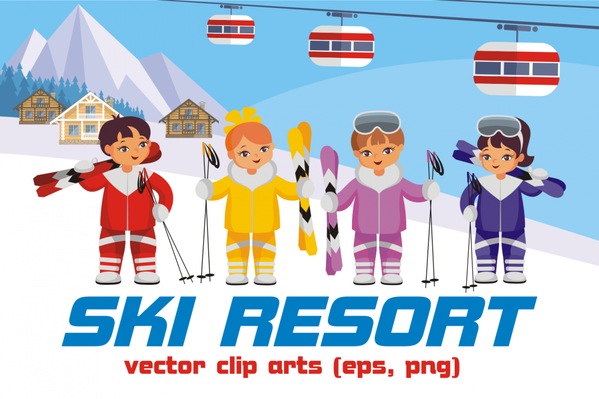 1200x800 Ski Resort Vector Clip Arts