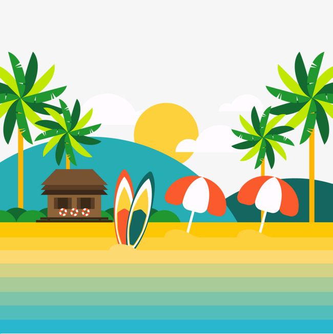 650x651 Summer Resort Landscape Vector, Vector Diagram, Summer Vacation