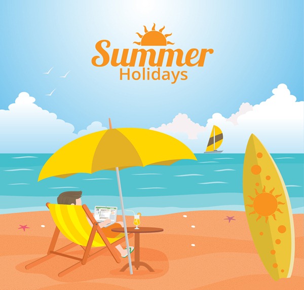 600x572 Summer Beach Resort Vector Illustration Material My Free