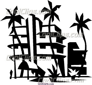 300x276 Beach Resort Vector Clip Art
