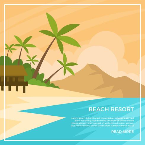 490x490 Flat Beach Resort Vector Illustration