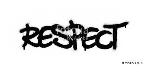 500x229 Graffiti Respect Word Sprayed In Black Over White Stock Image