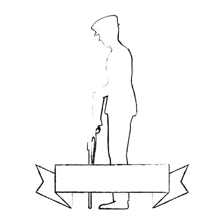 450x450 Silhouette Of Soldier With Rifle Presenting Respect Vector