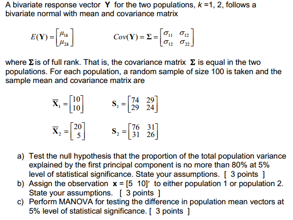 597x448 A Bivariate Response Vector Y For The Two Populati